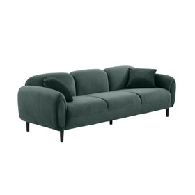 83.9" Mid Century 3 Seater Couch Velveteen Sofa for Living Room Bedroom Livingroom Green