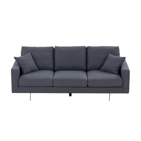 Modern Grey Three-Seat Sofa with Thick Sponge and Two Pillows, 87.40inch W87672263