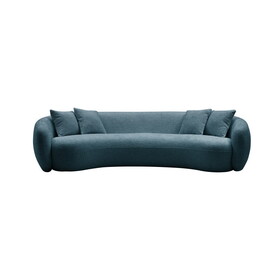 102" Boucle Sofa Sectional Half Moon Leisure Couch Curved Sofa Teddy Fleece Velet Blue