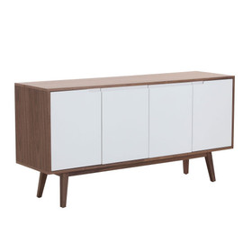 Modern Sideboard with 4 Door, Buffet Cabinet, Storage Cabinet, Buffet Table Anti-Topple Design, and Large Countertop Walnut W876S00017