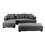 111" Tufted Fabric 3-Seat L-Shape Sectional Sofa Couch Set w/Chaise Lounge, Ottoman Coffee Table Bench, Dark Grey W876S00066