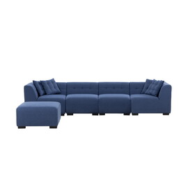 Sectional Sofa with Ottoman DIY Combination Sofa Blue