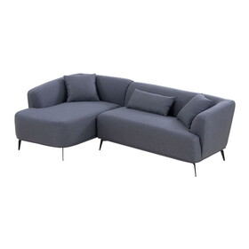 102" L shape Sectional Sofa Couch with Chaise Lounge for Living room/ Office, Metal Legs,Dark Grey