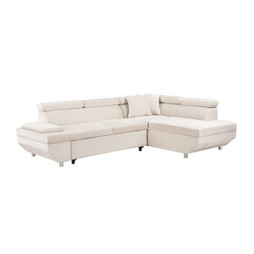 L Shape Sofa, Sleeper Sofa 2 in 1 Pull Out Couch Bed, Right-Facing Pull-Out Bed for Living Room, Metal Legs, Velvet Beige