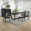Rectangular MDF Dining Table Mid Century for Dining Room Balcony Cafe Bar Conference Matt black W876S00165