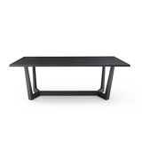 Dining Table for 6-8 Mid-Century Rectangle MDF Kitchen Table Farmhouse Dining Table for Dining Room Balcony Cafe Bar Conference Matt black