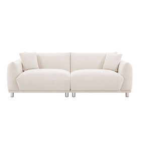 Modern Couch 88.58" Bread-Like Sofa with 2 Pillows and Metal Feet, Beige W876S00187