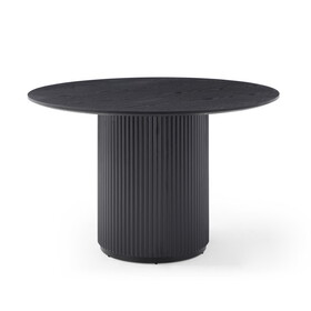 Black Round Dining Table, MDF handcraft Pedestal Dining Room Table Restaurant Furniture Leisure Coffee Table-47.2" L x 47.2" W x 29.5" H W876S00190