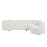 Convertible Modular Sectional Sofa with Right Chaises L-Shaped Corner Comfy Upholstered Couch Living Room Furniture Sets.WHITE W876S00206