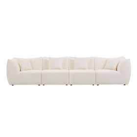 148 inch Free Combination Sectional Sofa Upholstery Leisure Wide Deap Seat 4 Seaters Living Room, Apartment, Office Beige. W876S00219