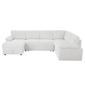 Oversized Modular Storage Sectional Sofa Couch for Home Apartment Office, Free Combination L/U Shaped Corduroy Upholstered Deep Seat Furniture Convertible Sleeper Sofabed RIGHT W876S00233