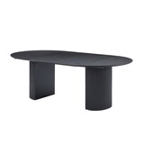 Expandable Dining Table, Solid Top Extending Table Modern Kitchen Table, Leisure Desk for Kitchen Dining Living Room Apartment.BLACK W876S00235