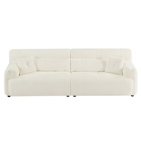 111.81" Soft Thick Fuzzy Faux Rabbit Fur Couch Sofa,Luxury Cute Cozy Furry couch,Plush Warm Fleece Fluffy ultra soft fabric sofa,Beige. W876S00240