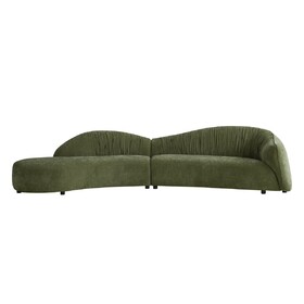 145.67" Mid-Century Upholstered Comfy Couch with Facing Chaise Left for Livingroom,Bedroom, Apartment, Home Office GREEN