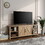 68" TV Stand Wood Metal TV Console Industrial Entertainment Center Farmhouse with Storage Cabinets and Shelves, Tobacco Wood W881116900