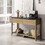 47 inch Modern Farmhouse Double Drawers Console Table for Living Room or Entryway, Tobacco Wood and Black Marble Texture W881131105