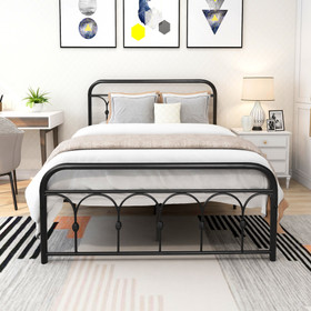 Metal Bed Frame with Headboard and Footboard Platform No Box Spring Needed 12.4" Under Bed Storage, Full Black W91252770