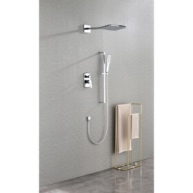 Wall Mounted Waterfall Rain Shower System with 3 Body Sprays & Handheld Shower W928100876