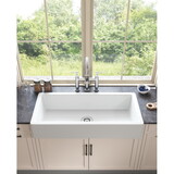 37 inch Farmhouse Kitchen Sink, Apron Front Kitchen Sink Single Bowl White Fireclay Porcelain Ceramic Farm Kitchen Sinks 37