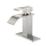 Waterfall Spout Bathroom Faucet,Single Handle Bathroom Vanity Sink Faucet W928103315