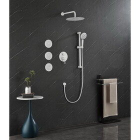 Shower System with Shower Head, Hand Shower, Slide Bar, Bodysprays, Shower Arm, Hose, Valve Trim, and Lever Handles W928104459