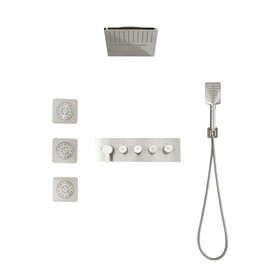 Wall Mounted Waterfall Rain Shower System with 3 Body Sprays & Handheld Shower W928104539