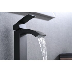 Single Handle Waterfall Bathroom Vanity Sink Faucet with Extra Large Rectangular Spout W928104825