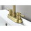 Brushed Gold 4 inch 2 Handle Centerset Lead-Free Bathroom Faucet, Swivel Spout with Copper Pop Up Drain and 2 Water Supply Lines W928106660