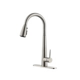 Kitchen Faucet with Pull Down Sprayer Brushed Nickel, High Arc Single Handle Kitchen Sink Faucet with Deck Plate, Commercial Modern Stainless Steel Kitchen Faucets W928110775