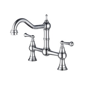 Double Handle Widespread Kitchen Faucet with Traditional Handles W928111293