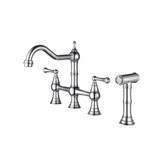 Bridge Dual Handles Kitchen Faucet with Pull-Out Side Spray in W928111299