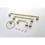 6-Pieces Brushed Gold Bathroom Hardware Set SUS304 Stainless Steel Round Wall Mounted Includes Hand Towel Bar,Toilet Paper Holder,Robe Towel Hooks,Bathroom Accessories Kit W928113088