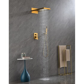 Shower System,Waterfall Rainfall Shower Head with Handheld, Shower Faucet Set for Bathroom Wall Mounted W928115069