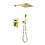 Brushed Gold Shower System, Bathroom 10 inches Rain Shower Head with Handheld Combo Set, Wall Mounted High Pressure Rainfall Dual Shower Head System, Shower Faucet Set with Valve and Trim W928115309