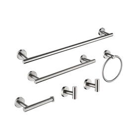 Bathroom Hardware Set, 6Piece Bath Accessories Set Wall Mount Includes Towel Bar,Toilet Paper Holder,Towel Ring, 2 Hooks SUS304 Stainless Steel,Heavy Duty