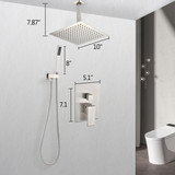 Ceiling Mounted Shower System Combo Set with Handheld and 10