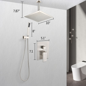 Ceiling Mounted Shower System Combo Set with Handheld and 10"Shower Head W92850253