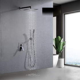 Shower System Shower Faucet Combo Set Wall Mounted with 12" Rainfall Shower Head and handheld Shower faucet W92856803