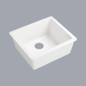 21"L x 18.5" W White Ceramic Single Bowl Kitchen Sink