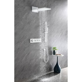 Wall mounted waterfall shower system with hand shower, sliding bar W92880683