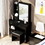 Small Space Left Drawer Desktop Vanity Table + Cushioned Stool, Extra Large Right sliding mirror, Multi Layer High Capacity Storage, Practical Fashionable Dresser, Suitable for Girls up to 5.6ft Tall