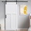 CRAZY ELF 24" x 80" "T" Style Real Primed Door Slab + 6.6FT Barn Door Sliding Hardware + Adjustable Floor Guider + Pull Handle, DIY Unfinished Paneled Door, Interior Barn Door, Moisture-proof