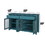 66" TV Console, Storage Buffet Cabinet, Sideboard with Glass Door and Adjustable Shelves, Console Table for Dining Living Room Cupboard, Teal Blue W965104018