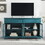 66" TV Console, Storage Buffet Cabinet, Sideboard with Glass Door and Adjustable Shelves, Console Table for Dining Living Room Cupboard, Teal Blue W965104018