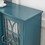 63" TV Stand, Storage Buffet Cabinet, Sideboard with Glass Door and Adjustable Shelves, Console Table for Dining Living Room Cupboard, Teal Blue W96570012