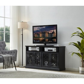 53" TV Console/Storage Buffet Cabinet/Sideboard, Black- Wood Grain Finish