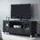 Wood TV stand Media Console with Storage Cabinet for Living Room, Bedroom, Black- Wood Grain Finish