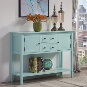 Sideboard Buffet Cabinet, Kitchen Buffet Storage Cabinet with Doors, Table Coffee Bar Station with Drawers, Entryway Table Console Cabinet for Entryway Living Room, Aqua Green W965P191953