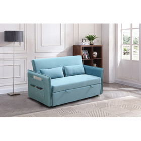 Mega Pull Out Sofa Bed, Adjustable Pull Out Bed Lounge Chair with 2 Side Pockets, 2 Pillows for Home Office W97543708