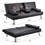Mega Futon Sofa Bed, Faux Leather Convertible Folding Lounge Sofa for Living Room with 2 Cup Holders Removable Soft Armrests and Sturdy Metal Legs, Charming Black. W97543712